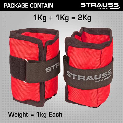 Strauss Adjustable Ankle/Wrist Weights 1 KG X 2 | Ideal for Walking, R ...