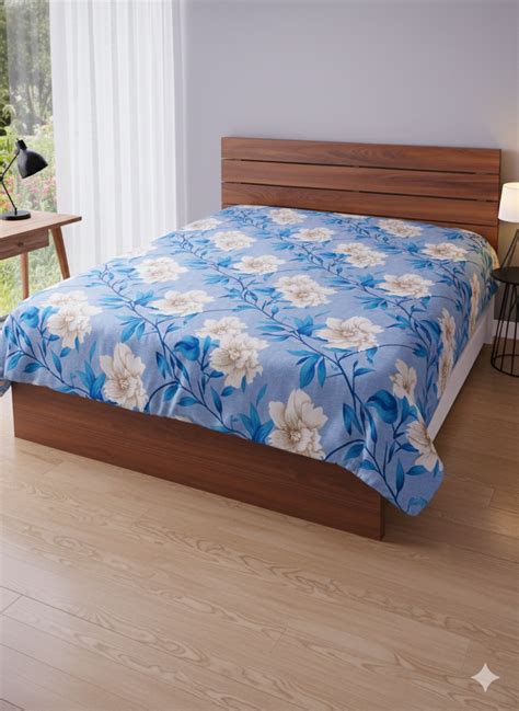 Buy Blue Floral Semi Cotton Family Cot Bedsheet at Just ₹199 | Swapna ...