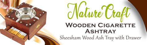 natureCRAFTS Wooden Cigarette Ashtray, Sheesham Wood Ash Tray with ...