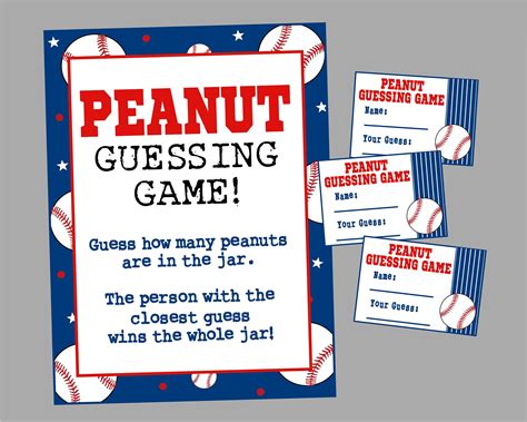 Printable Peanut Guessing Game for Baseball Party. Guess How | Etsy