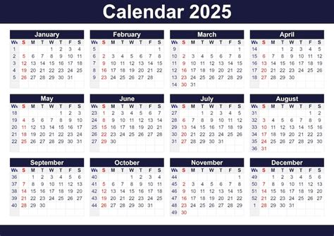 Free vector printable 2025 calendar with week numbers | Premium Vector