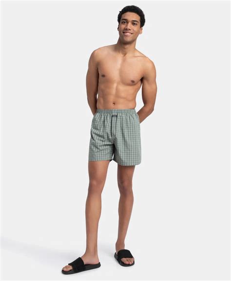 Buy Super Combed Mercerized Cotton Woven Checkered Boxer Shorts with ...