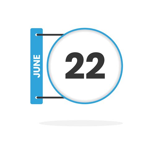 June 22 calendar icon. Date, Month calendar icon vector illustration ...