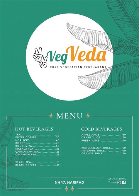 Menu at Veg Veda, Haripad