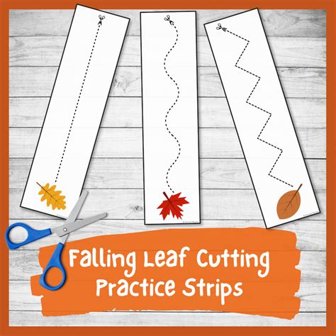 Falling Leaf Cutting Practice Strips (Fall Cutting Worksheet ...