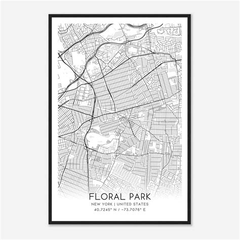 Floral Park New York Map Poster, Modern Home Decor Wall Art Print ...