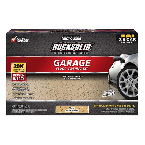 Tan, Rust-Oleum RockSolid Garage Floor Coating Kit-293515, High Gloss 2 ...