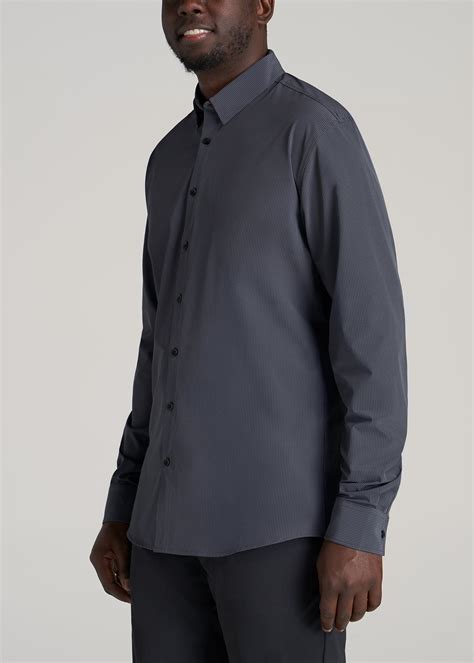 Traveler Dress Shirts for Tall Men: Charcoal Stretch Traveler Shirt ...
