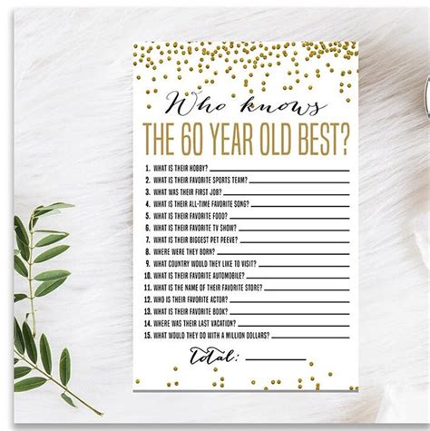 Buy Gold 60th Birthday Game Printable 60th Birthday Party Online in ...