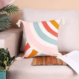 Buy STITCHNEST Cotton Rainbow Embroidery 230 TC Cushion Cover with ...