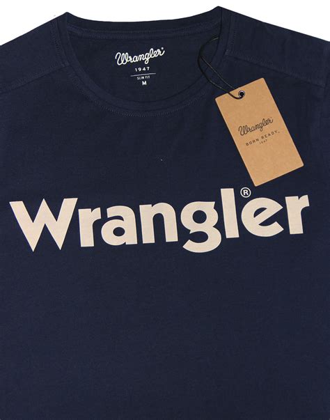 WRANGLER Retro 70s Indie Classic Logo Graphic Crew T-Shirt Navy