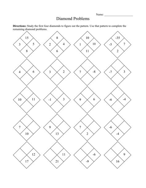 Image result for Factorisation Class 8 Worksheet Diamond Method