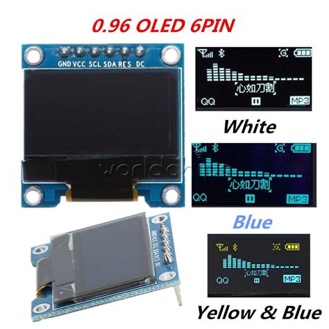 0.96 6Pin SPI & IIC I2C OLED Display Module For India | Ubuy