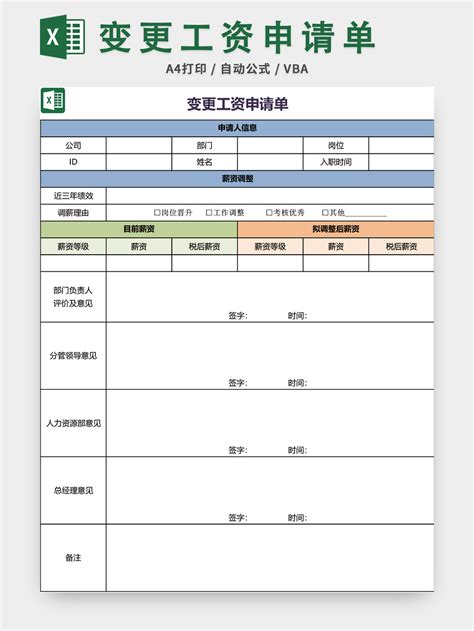 财务会计变更工资申请单表格设计-人人办公