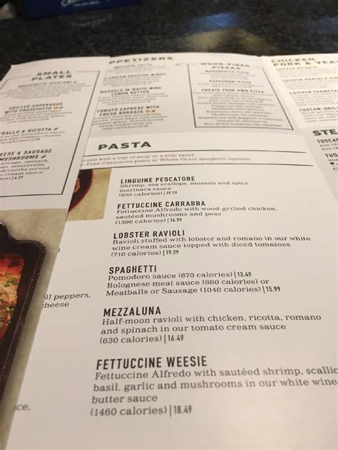 Menu at Carrabba's Italian Grill restaurant, Asheville, 10 Buckstone Pl