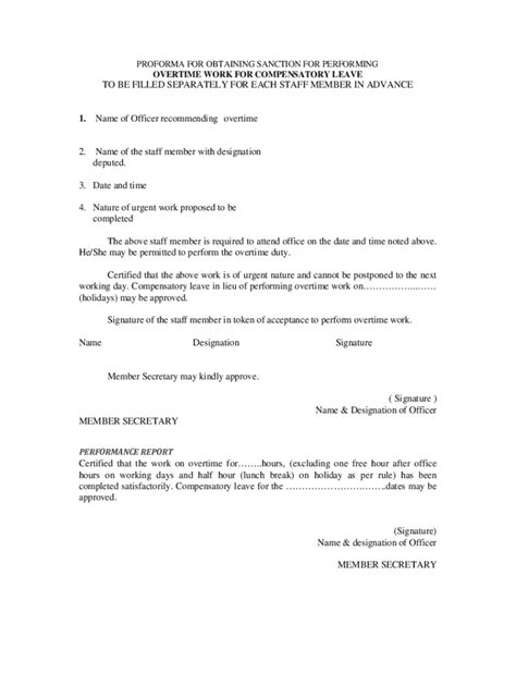 Image result for Compensatory Leave Form