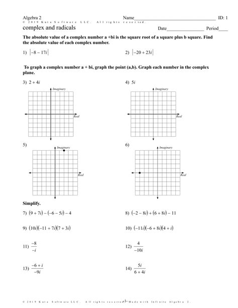 Image result for Imaginary Numbers Worksheet with Answers