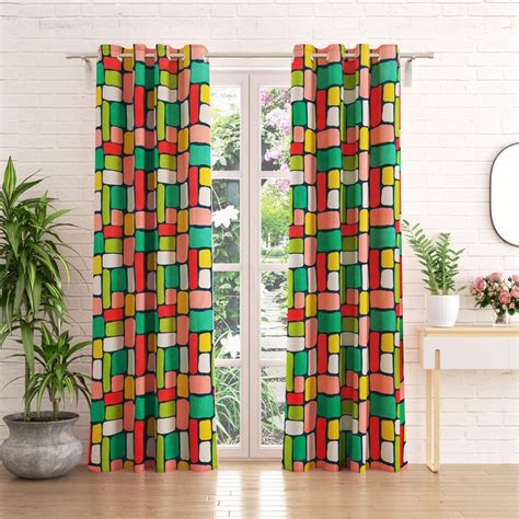 Buy Corsica Retroglitz Set of 2 Printed Blackout Door Curtains from ...