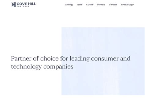 Cove Hill Partners | Narrow Labs Web Design Inspiration