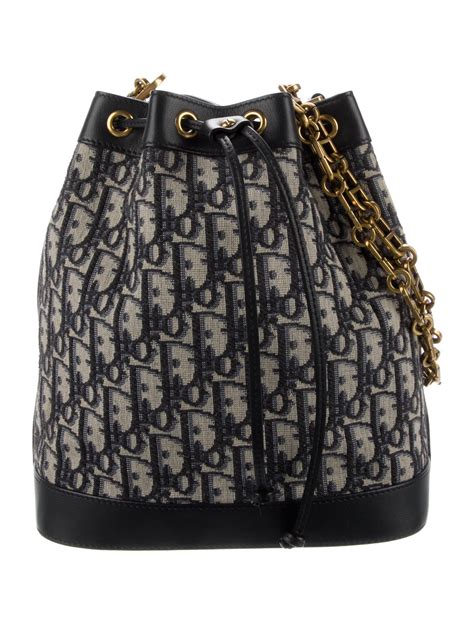 Christian Dior Oblique Drawstring Bucket Bag - Blue Bucket Bags ...