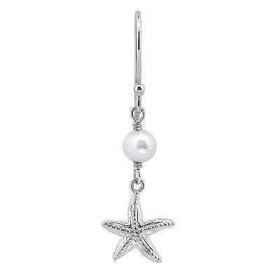 Aleure Precioso Sterling Silver Starfish & Freshwater Cultured Pearl ...