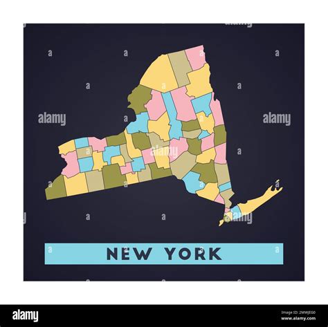 New York map. US state poster with regions. Shape of New York with US ...