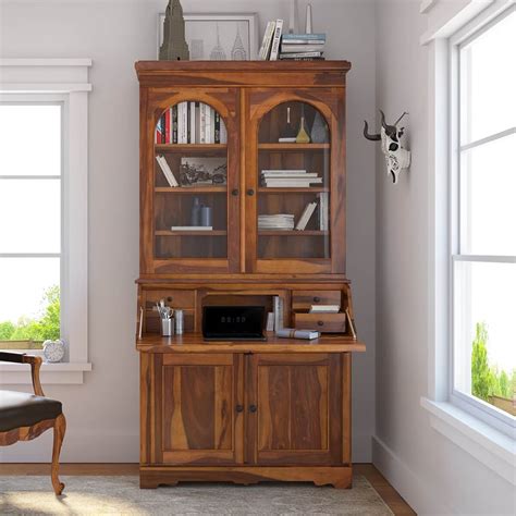 Canistota Tall Drop Front Home Office Secretary Desk With Hutch