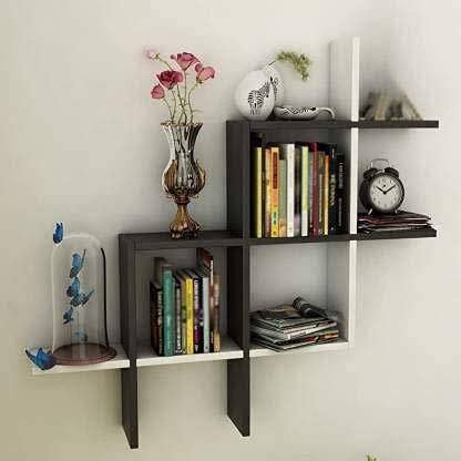 Z Wood CarvingWooden Showcase for Living Room, Wall Shelf for Living ...