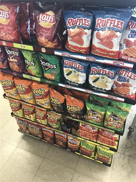 Variety of Chips and Snacks at a Gas Station