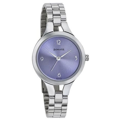Buy Online Sonata Steel Daisies Purple Dial Women Watch With Stainless ...