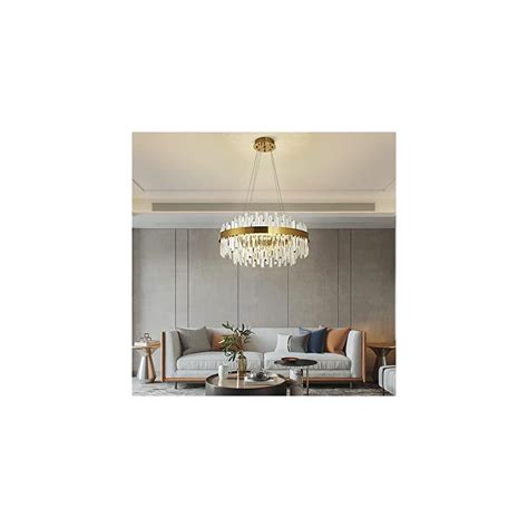 Buy OKYSAI 2-Tier Crystal Pendant Lighting Fixture in Gold, Round ...
