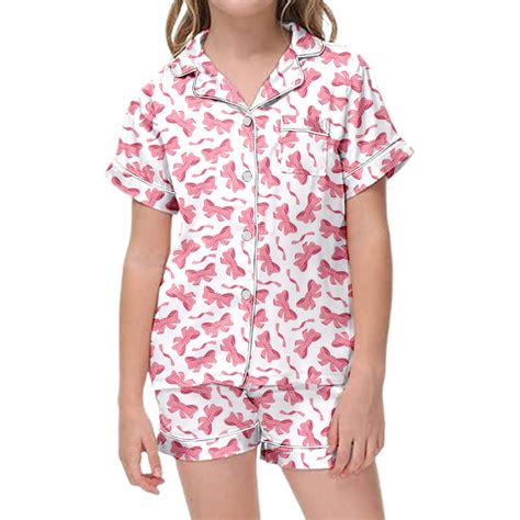 FYDUU Girls Pajamas Sets 2 Piece Christmas Cute Bow Pajamas For Girls ...