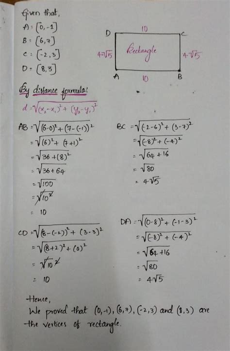 Prove that (0, −1), (6, 7), (-2, 3) and (8, 3) are the verticle at ...