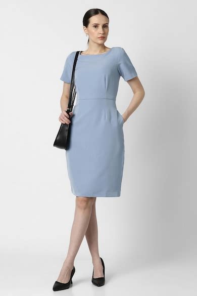 Buy Women Light Blue Solid Knee Length Formal Dress Online - 39989833 ...