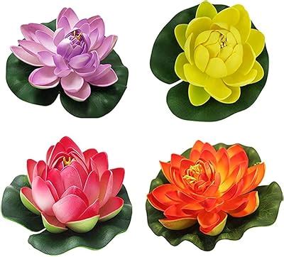 Buy TIED RIBBONS Set of 4 Artificial Floating Lotus Flowers with Rubber ...
