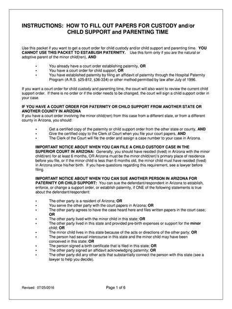 2016-2026 Form AZ Instructions: How to Fill Out Papers for Custody and ...