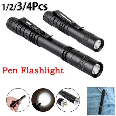 1/2/3/4pcs Aluminum Waterproof Pen Flashlight, Led Pen Light Flashlights with Clip,500 Lumen ...