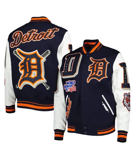 Navy Blue and White Varsity Mash Up Detroit Tigers Varsity Jacket ...