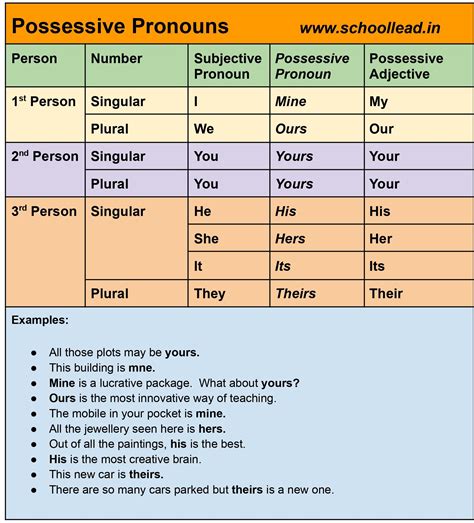 Possessive Pronouns - The Pronoun - School Lead