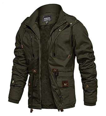 Buy EKLENTSON Men's Winter Thermal Thicken Fleece Lined Cargo Jacket ...