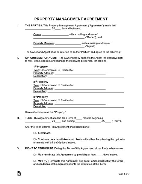 Property Management Agreement Template Uk