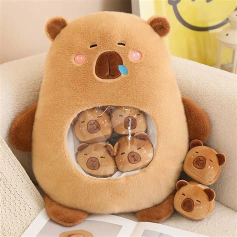 Kawaii Capybara Plush Candy Bag With 6 Mini Capybara Plushies – Hops & Pops