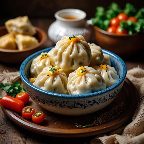 Traditional georgian dish khinkali hinkali boiled khinkali with lamb or ...