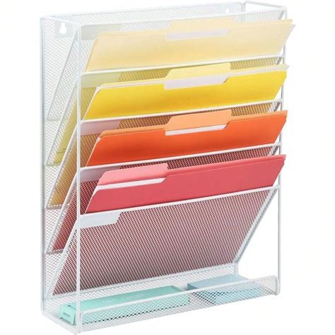 Desk File Organizer Mesh 6-Tier, Hanging Wall Mount Document ...