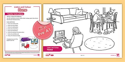 ESL Listen and Colour Activity Sheet