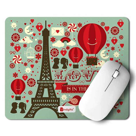 Eiffel Tower, Love Birds Green Mouse Pad – Indigifts