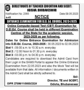 Odisha CT Exam Date 2023 Out Check D.El.Ed Exam Date Pdf