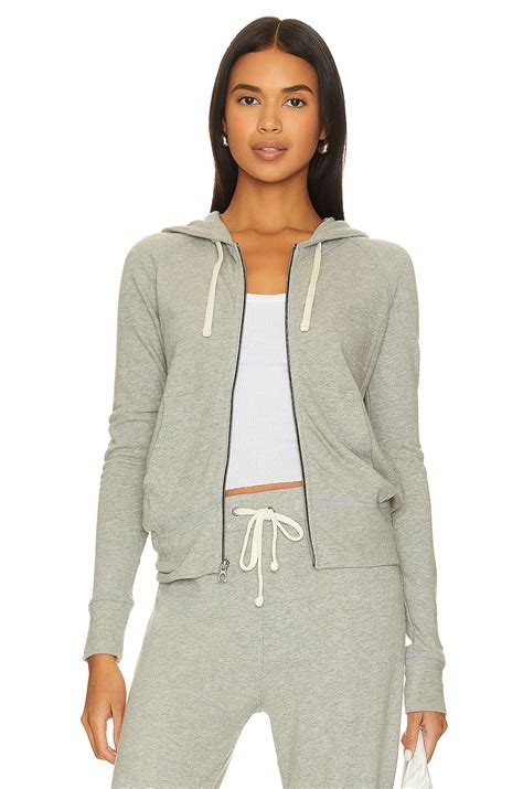 James Perse Classic Zip Up Hoodie in Heather Grey | REVOLVE