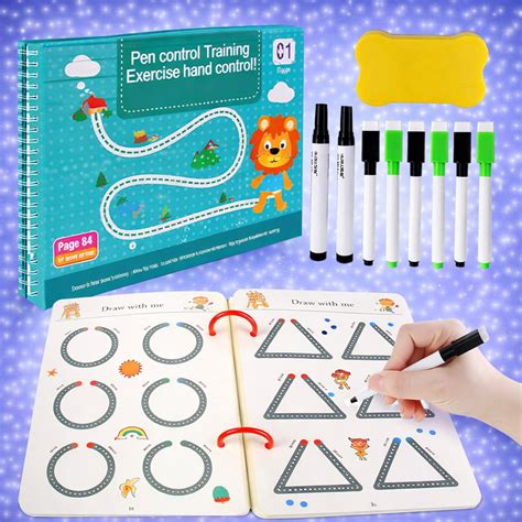 68 Pages Reusable Tracing Line book to improve HAND WRITING For kids ...