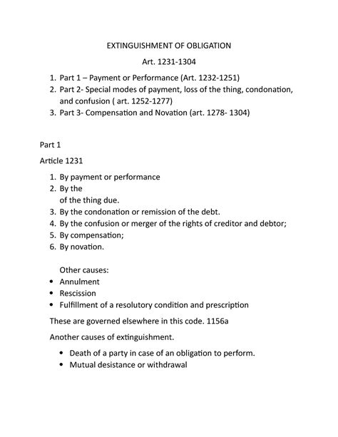 Chapter 4. Extinguishment of Obligations - EXTINGUISHMENT OF OBLIGATION Art. 1231- Part 1 ...